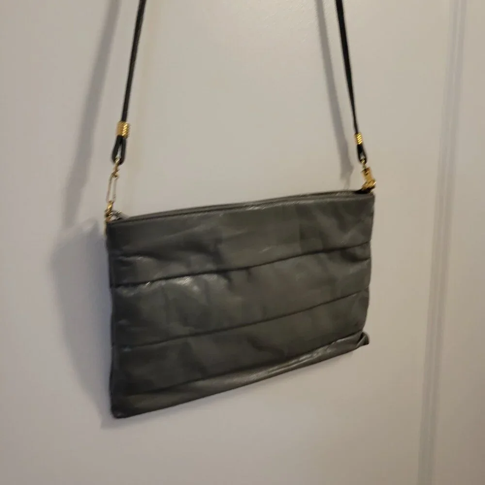Vintage Leather Mimo Sacs Purse with Folded Layers - Grey - Picture 2 of 14